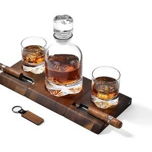 Shanik Personalized Whiskey Decanter 750 ml Set with Magnetic Acacia Coasters